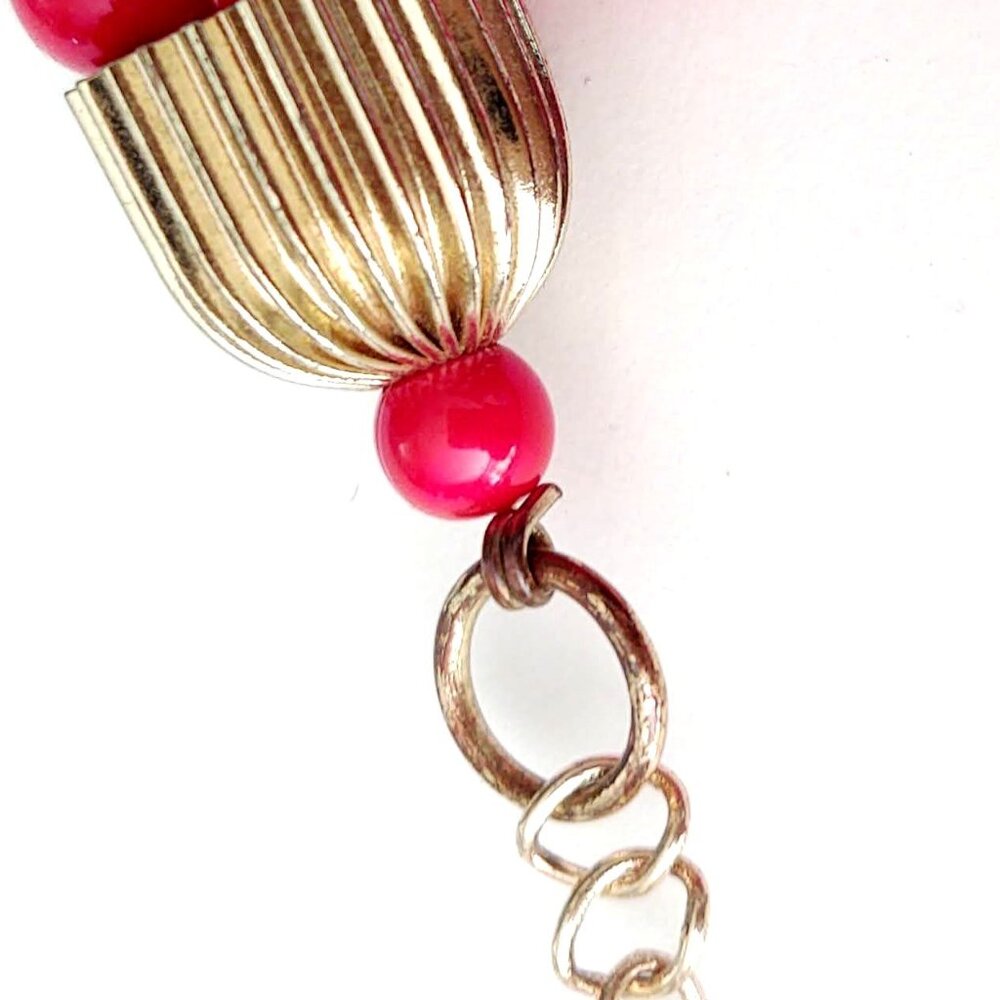 Long 7 strand layered red beaded necklace - Picture 10 of 10